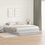 vidaXL Cadre de lit avec rangement Sonoma gris 236.5 x 200 x 31.5 cm