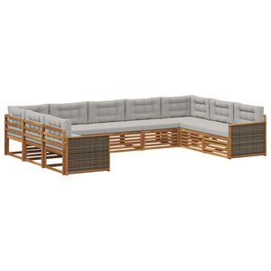 vidaXL Ensemble de canapés d'extérieur 9 pc Naturel et gris clair