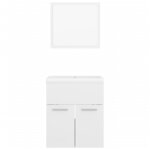 vidaXL Ensemble de meubles de salle de bain Blanc brillant Aggloméré
