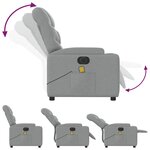 vidaXL Fauteuil de massage inclinable électrique gris clair tissu