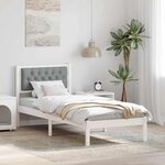 vidaXL Cadre de lit avec tête de lit Gris clair 80 x 200 cm Pin massif