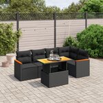 vidaXL Salon de jardin 6 Pièces avec coussins noir résine tressée