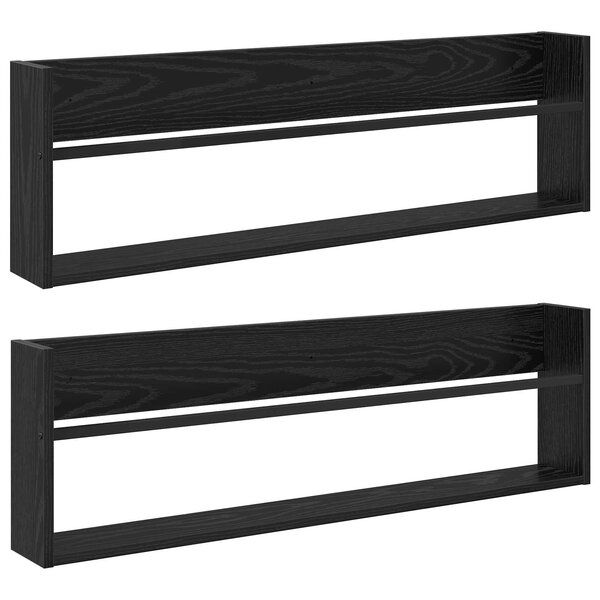 vidaXL Étagère à magazines 2 Pièces Chêne noir 100 x 12 x 30 cm