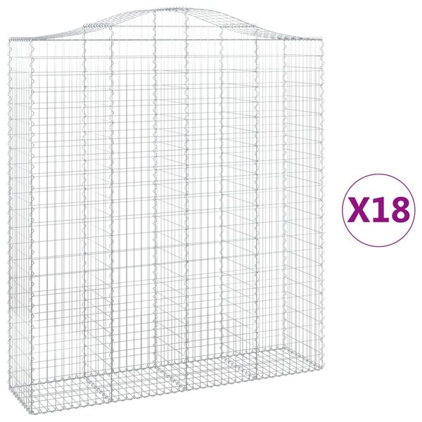 vidaXL Paniers à gabions arqués 18 Pièces 200x50x220/240 cm Fer galvanisé