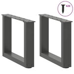 vidaXL Pieds de table basse en U 2 pièces Anthracite 40 x (30-31) cm Acier