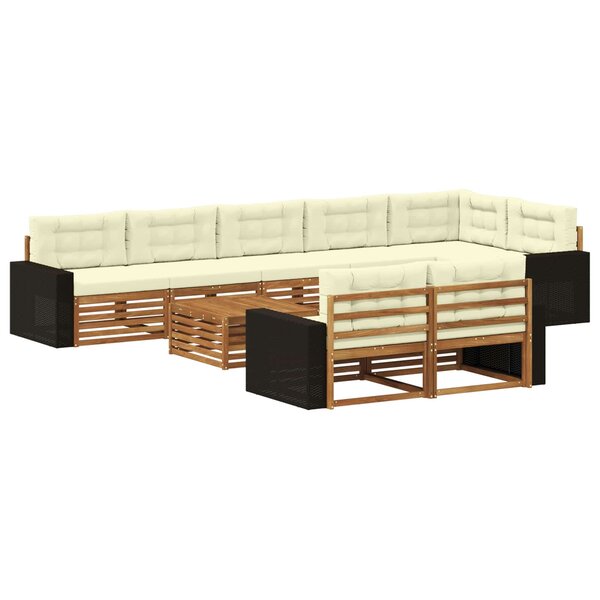 vidaXL Ensemble de canapés d'extérieur avec coussin 9 Pièces