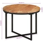 vidaXL Table basse 45x45x35 cm bois massif acacia et fer