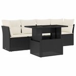vidaXL Salon de jardin 5 Pièces avec coussins noir résine tressée