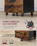 Caisson 2 tiroirs placard bureau sur roulettes 40 x 42 x 70 cm pour documents A4 dossiers suspendus style industriel marron 12_0004788