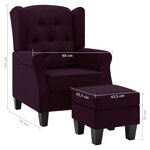 vidaXL Fauteuil avec repose-pied Violet Tissu
