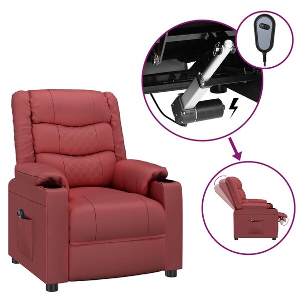 vidaXL Fauteuil inclinable électrique Rouge bordeaux Similicuir
