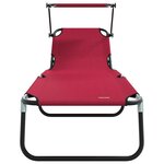 vidaXL Chaise longue pliante avec auvent rouge en tissu Oxford 600D
