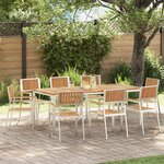 Ensemble de salle à manger de jardin vidaXL 9 pièces en teck massif