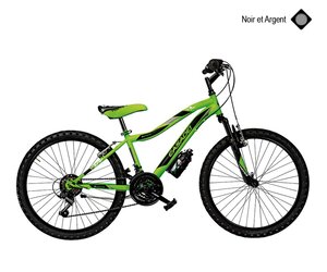 Vélo  mtb 24" vortex garçon 18v fourche suspendue noir-argent h38