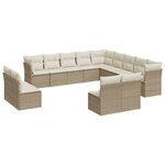 vidaXL Salon de jardin avec coussins 12 Pièces beige résine tressée