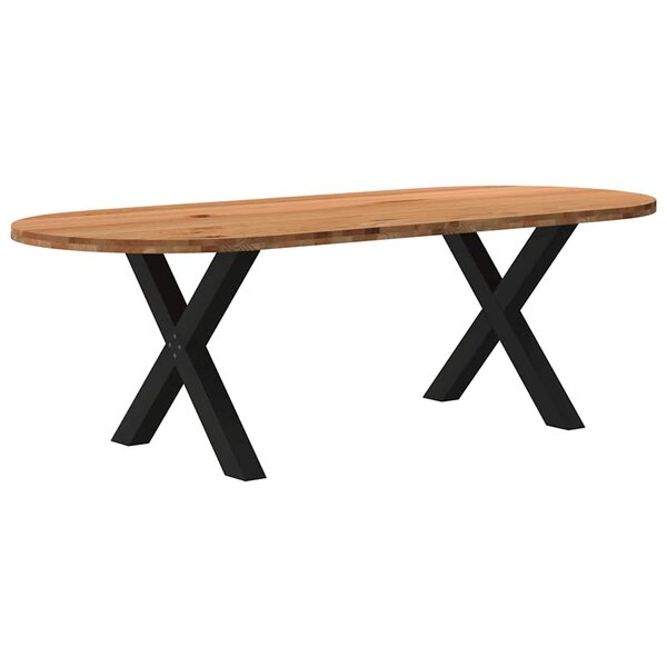 vidaXL Table à manger marron clair bois de chêne massif ovale