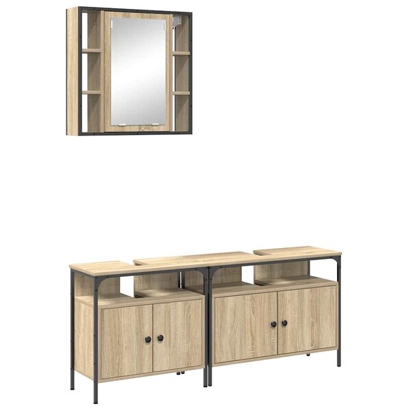 vidaXL Ensemble de Meubles de Salle de Bain 3 Pièces Chêne sonoma