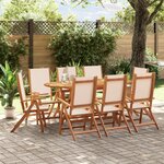 vidaXL Ensemble à manger de jardin 9Pièces bois d'acacia solide textilène