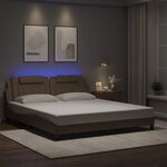 vidaXL Cadre de lit avec lumières LED cappuccino 180x200 cm similicuir