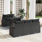 Ensemble de Canapés de Jardin en 6 Pièces avec Coussins Noir Poly Rotin