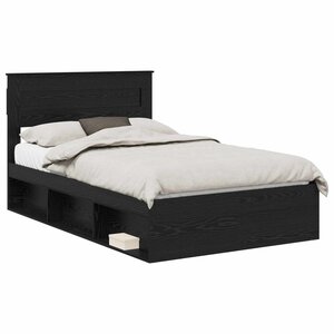 vidaXL Cadre de lit avec stockage Noir 120 x 190 cm Bois de pin massif