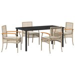 vidaXL Ensemble de salle à manger de jardin 5 pièces avec coussins beige en rotin poly