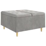 vidaXL Pouf de rangement Gris clair 80 x 80 x 45 cm Velours