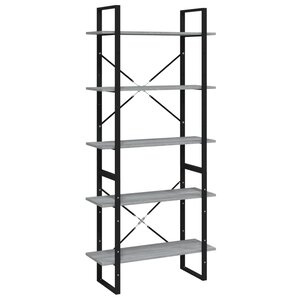 vidaXL Bibliothèque 5 niveaux Sonoma gris 80x30x175 cm