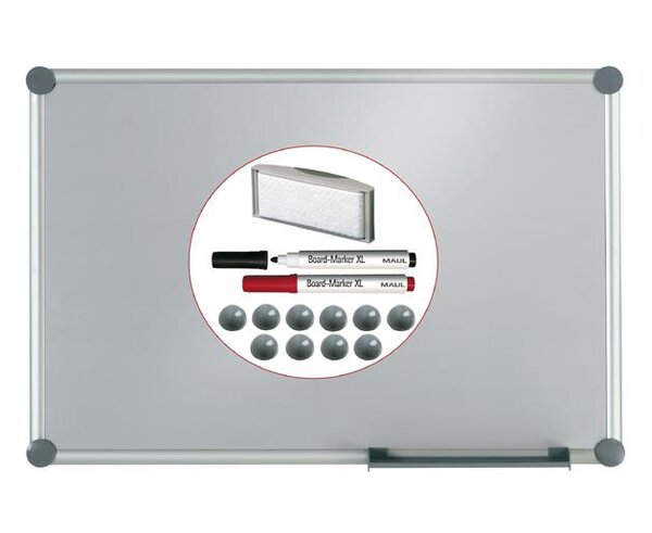 Tableau blanc 2000 'argent' ensemble complet 90x120 cm Gris MAUL