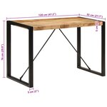 vidaXL Table à manger 120x55x76 cm bois de manguier massif brut