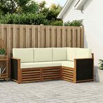 vidaXL Ensembles de canapés avec coussin 4 Pièces Bois d'Acacia Massif