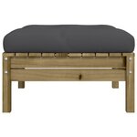 vidaXL Repose-pied de jardin avec coussin bois de pin imprégné