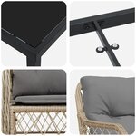 vidaXL Set de salle à manger de jardin de 5 pièces avec coussins beige en poly rattan