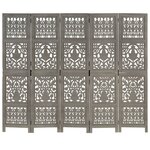 vidaXL Cloison de séparation 5 panneaux Gris 200x165 cm Bois manguier