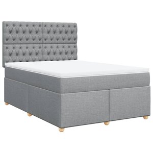 vidaXL Sommier à lattes de lit avec matelas Gris clair 160x200cm Tissu