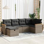 vidaXL Salon de jardin 6 Pièces avec coussins gris résine tressée