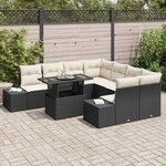 vidaXL Ensemble de canapé de jardin 9 Pièces Noir et Crème polyrotin
