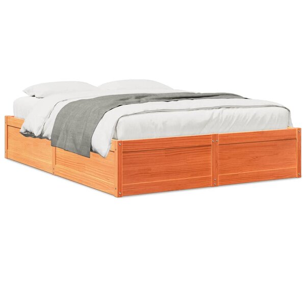 vidaXL Cadre de lit sans matelas cire marron 160x200cm bois pin massif