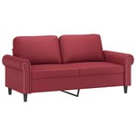 vidaXL Canapé à 2 places Rouge bordeaux 140 cm Similicuir