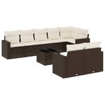 vidaXL Salon de jardin avec coussins 9 Pièces marron résine tressée
