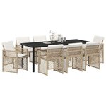 vidaXL Ensemble de salle à manger pour jardin 9 Pièces Beige polyrotin