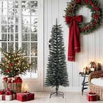 vidaXL Sapin de Noël artificiel mince avec support Vert 150 cm PVC