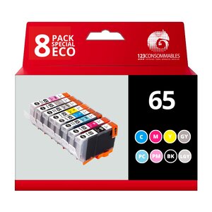 Pack compatible Canon CLI-65  8 Cartouches
