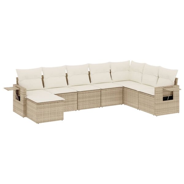 vidaXL Salon de jardin avec coussins 8 Pièces beige résine tressée