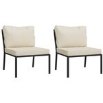 vidaXL Chaises de jardin et coussins sable lot de 2 60x74x79 cm acier