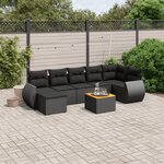 vidaXL Salon de jardin 8 Pièces avec coussins noir résine tressée