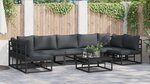 vidaXL Ensemble de canapé de jardin avec coussin 7 Pièces Noir Aluminium