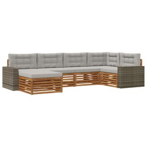 vidaXL Ensemble de canapés d'extérieur 6 Pièces Naturel et gris clair