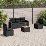 vidaXL Salon de jardin 6 Pièces avec coussins noir résine tressée
