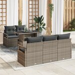 Ensemble de canapé de jardin 6 pièces avec coussins gris poly rotin